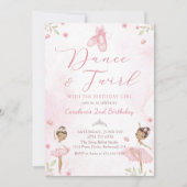 Tanz & Twirl Pink Ballerina Ballerina Ballet Gebur Einladung (Vorderseite)