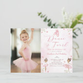 Tanz & Twirl Pink Ballerina Ballerina Ballet Gebur Einladung (Stehend Vorderseite)