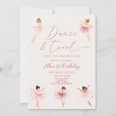 Tanz & Twirl Pink Ballerina Ballerina Ballet Gebur Einladung (Vorderseite)