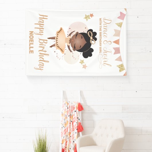 Tanz & Twirl, Prinzessin Ballerina w/Bow Geburtsta Banner (InSitu)