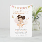 Tanz & Twirl, Prinzessin Ballerina w/Bow Geburtsta Einladung (Stehend Vorderseite)