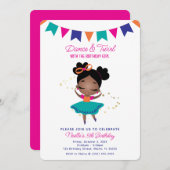 Tanz & Twirl, Prinzessin Ballerina w/Bow Geburtsta Einladung (Vorne/Hinten)