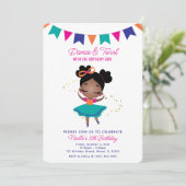Tanz & Twirl, Prinzessin Ballerina w/Bow Geburtsta Einladung (Stehend Vorderseite)