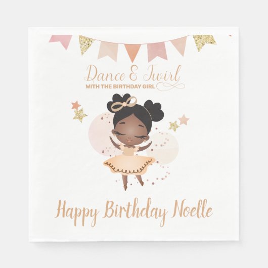 Tanz & Twirl, Prinzessin Ballerina w/Bow Geburtsta Serviette (Vorderseite)