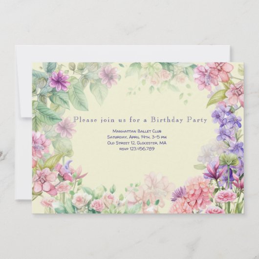 Tanz und Ballerina Geburtstag Einladung (Rückseite)