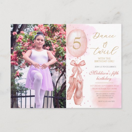 Tanz und Drehen Rosa Mädchen Benutzerdefiniertes F Postkarte (Vorderseite)