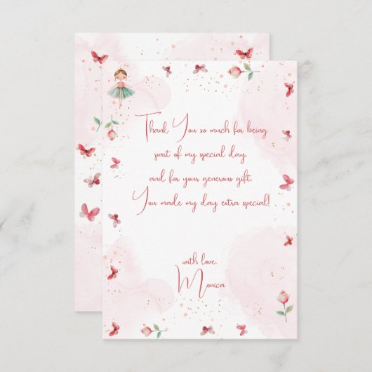 Tanz und niedliche Ballerina Ballett Kind Geburtst Dankeskarte (Vorne/Hinten)