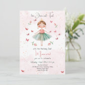 Tanz und niedliche Ballerina Ballett Kind Geburtst Einladung (Stehend Vorderseite)