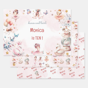 Tanz und niedliche Ballerina Ballett Kind Geburtst Geschenkpapier Set
