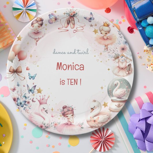 Tanz und niedliche Ballerina Ballett Kind Geburtst Pappteller