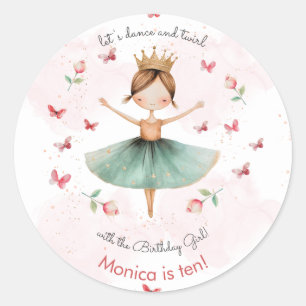 Tanz und niedliche Ballerina Ballett Kind Geburtst Runder Aufkleber
