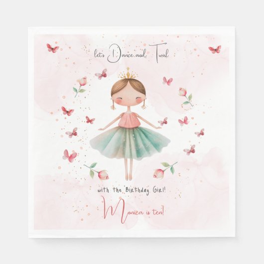 Tanz und niedliche Ballerina Ballett Kind Geburtst Serviette (Vorderseite)