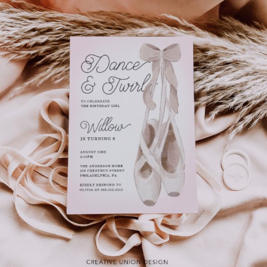 Tanz und Twirl Ballerina Geburtstagsparty Einladung