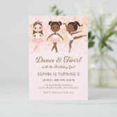 Tanz und Twirl Ballett Geburtstag Einladung (Stehend Vorderseite)