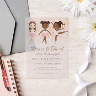 Tanz und Twirl Ballett Geburtstag Pergament Einladungen