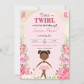 Tanz und Twirl hübsch Ballerina Blumen Einladung (Vorderseite)