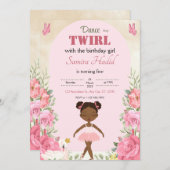 Tanz und Twirl hübsch Ballerina Blumen Einladung (Vorne/Hinten)