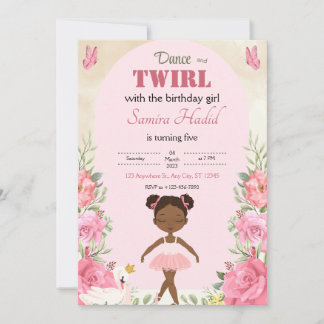 Tanz und Twirl hübsch Ballerina Blumen Einladung