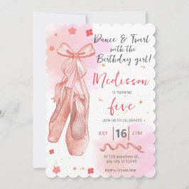 Tanz und Twirl Pink Girl Editable Ballerina Party Einladung