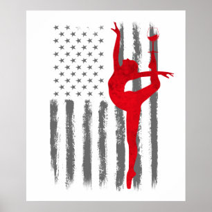 Tanz und Wein  - Vintage USA Amerikanische Flagge  Poster