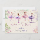 Tanz und wirbelnde Ballerina Aquarellfarbe Geburts Einladung (Vorderseite)