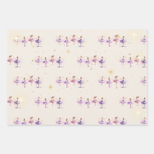 Tanz und wirbelnde Ballerina Aquarellfarbe Geburts Geschenkpapier Set (Vorderseite 2)