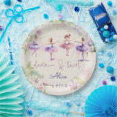 Tanz und wirbelnde Ballerina Aquarellfarbe Geburts Pappteller (Party)