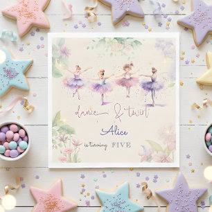 Tanz und wirbelnde Ballerina Aquarellfarbe Geburts Serviette