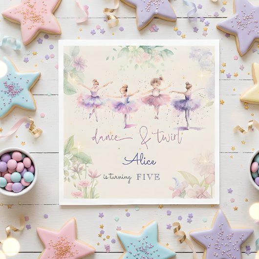 Tanz und wirbelnde Ballerina Aquarellfarbe Geburts Serviette