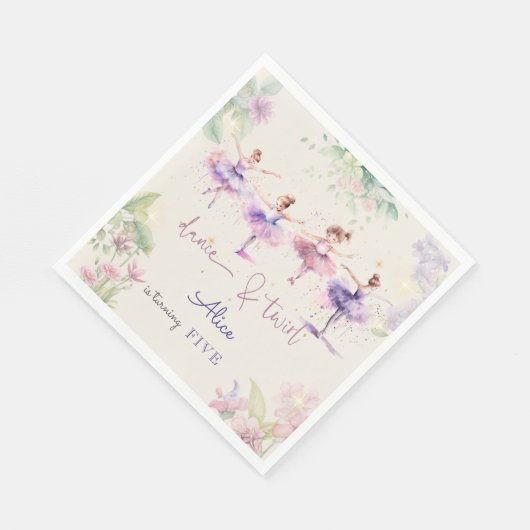 Tanz und wirbelnde Ballerina Aquarellfarbe Geburts Serviette (Ecke)