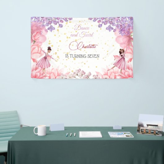 Tanz und wirbelnde Ballerina Geburtstag Banner (Messeveranstaltung)