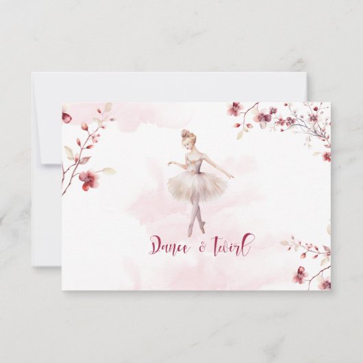 Tanz und wirbelnde Ballerina Geburtstag Dankeskarte (Rückseite)