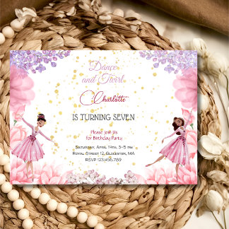 Tanz und wirbelnde Ballerina Geburtstag Einladung