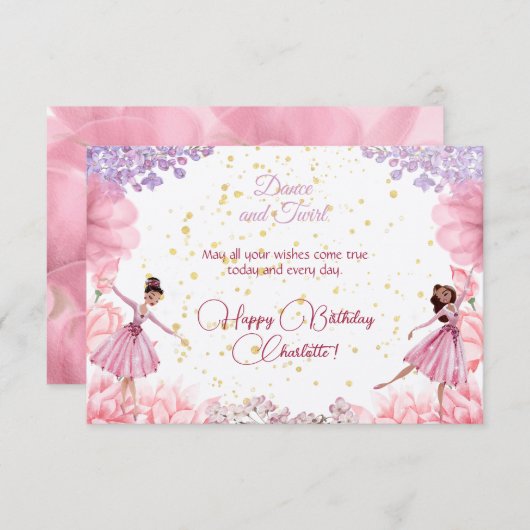 Tanz und wirbelnde Ballerina Geburtstag Gruß Karte (Vorne/Hinten)