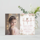Tanz und wirbelnde Ballerina magisches Foto Geburt Einladung (Stehend Vorderseite)
