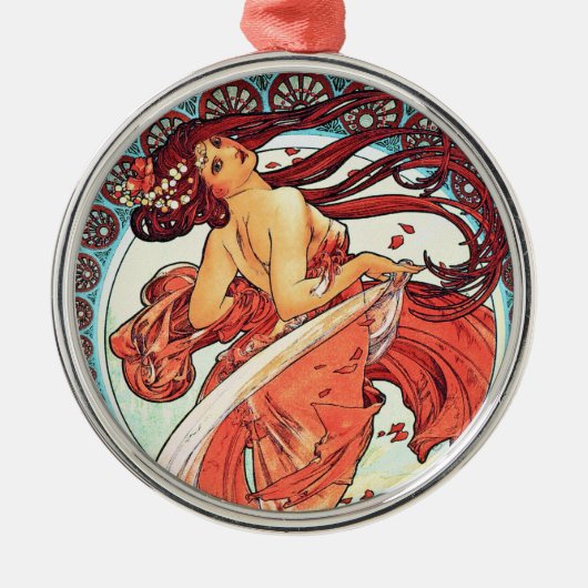 Tanz - Vintages Jugendstil von Mucha Silbernes Ornament (Vorne)