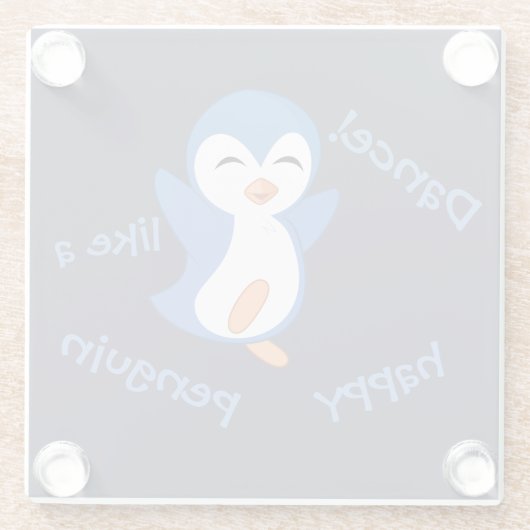 Tanz wie ein glücklicher Pinguin Glasuntersetzer (Rückseite)