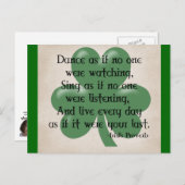Tanz wie:: Irish Proverb (Black Design) Postkarte (Vorne/Hinten)