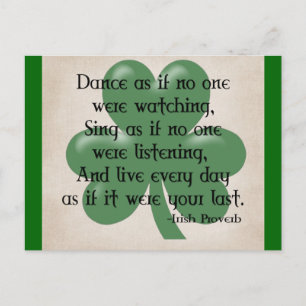 Tanz wie: Irish Proverb (Black Design) Postkarte