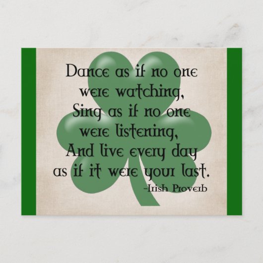 Tanz wie:: Irish Proverb (Black Design) Postkarte (Vorderseite)