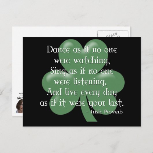 Tanz wie:: Irish Proverb (White Design) Postkarte (Vorne/Hinten)