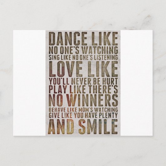 TANZ WIE NÄCHEN, DIE motivierend Zitat wünschen Postkarte (Vorderseite)