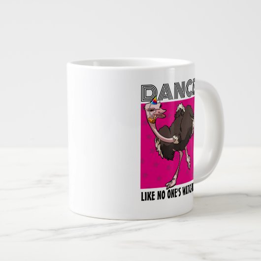 Tanz wie niemand, der den lustigen Cartoon Strauß  Jumbo-Tasse (Vorderseite Rechts)