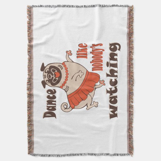 Tanz wie niemand sieht gürteligen Mops Hund zu Decke (Vorderseite Vertikal)