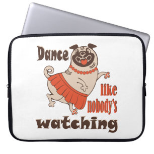 Tanz wie niemand sieht gürteligen Mops Hund zu Laptopschutzhülle