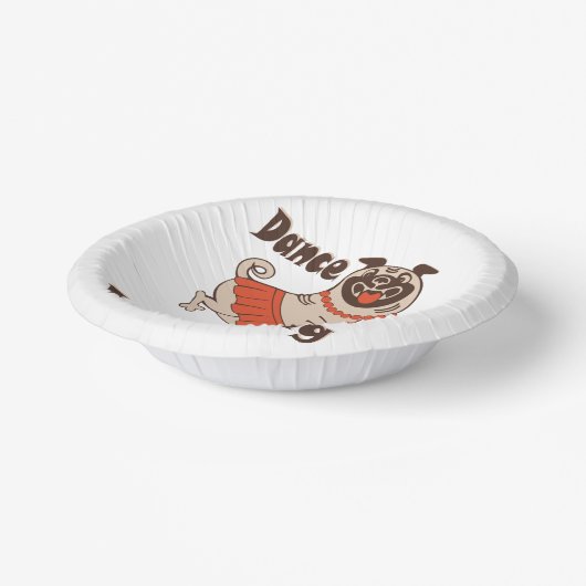 Tanz wie niemand sieht gürteligen Mops Hund zu Pappteller (Gewinkelt)