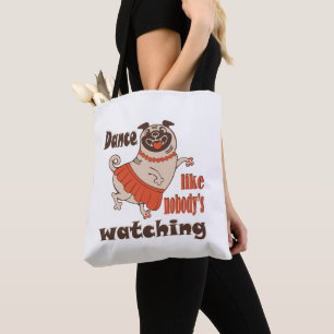 Tanz wie niemand sieht gürteligen Mops Hund zu Tasche