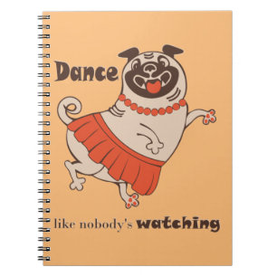 Tanz wie niemand sieht Mops Girl zu Notizblock