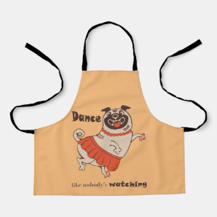 Tanz wie niemand sieht Mops Girl zu Schürze