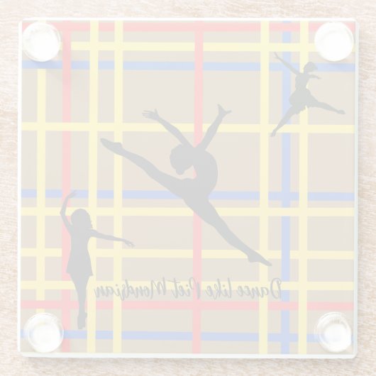 Tanz wie Piet Mondrian Moderne Kunst Glasuntersetzer (Rückseite)